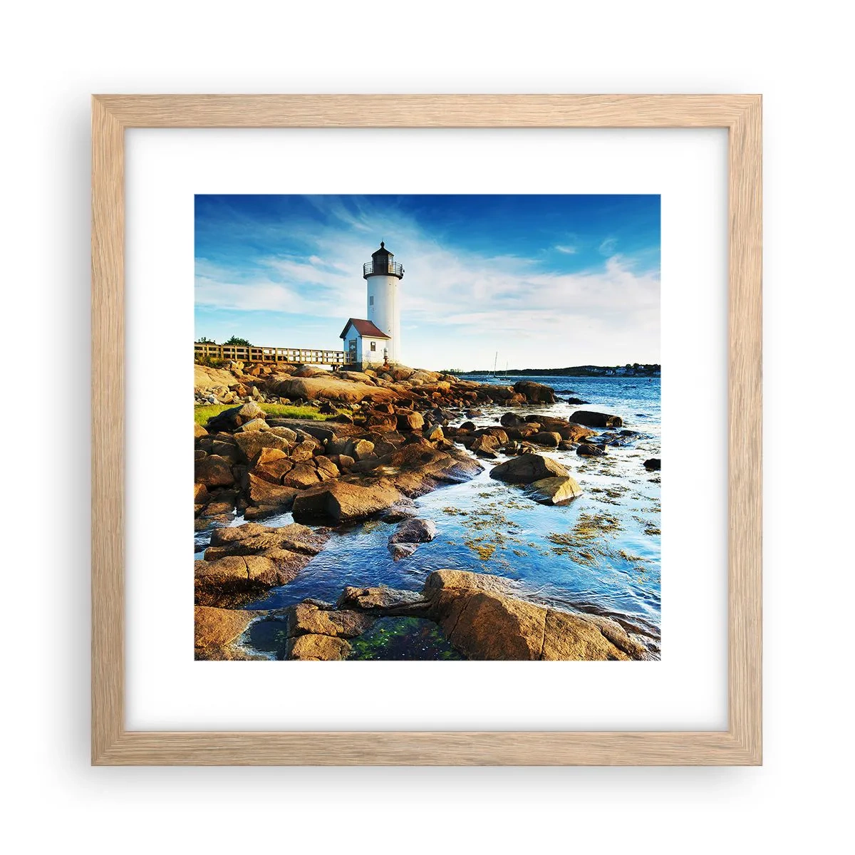 Plagát v ráme zo svetlého duba - Vráťte sa šťastne, čakám - 30x30 cm