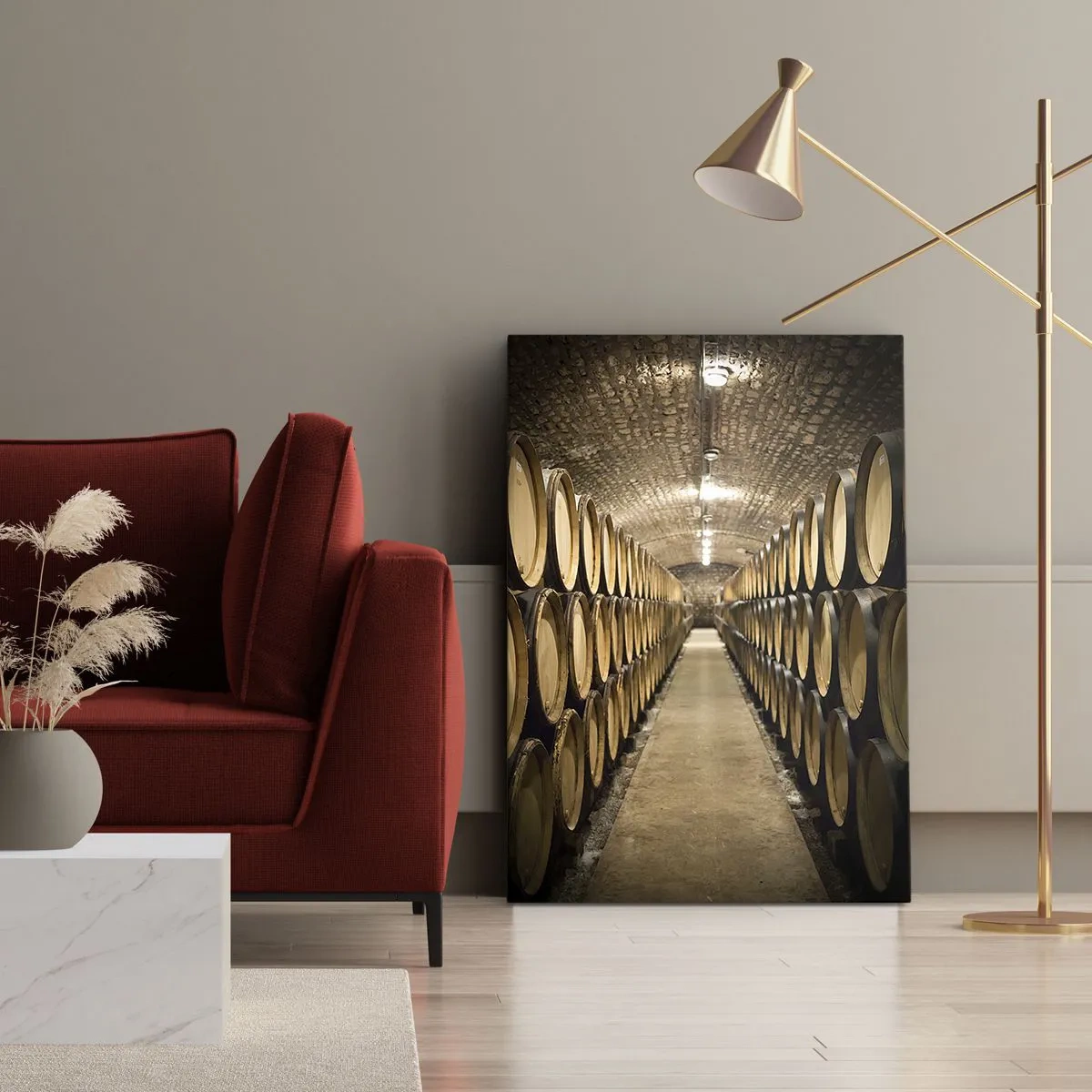 Obraz na plátne - V murovanej pivnici - 55x100 cm