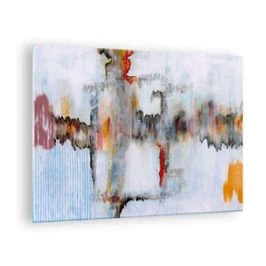 Obraz na skle - Abstraktná kompozícia s energickými farbami - 70x50cm - Paličkou po vode - Moderná nástenná dekorácia do obývacej izby a spálne ARTTOR