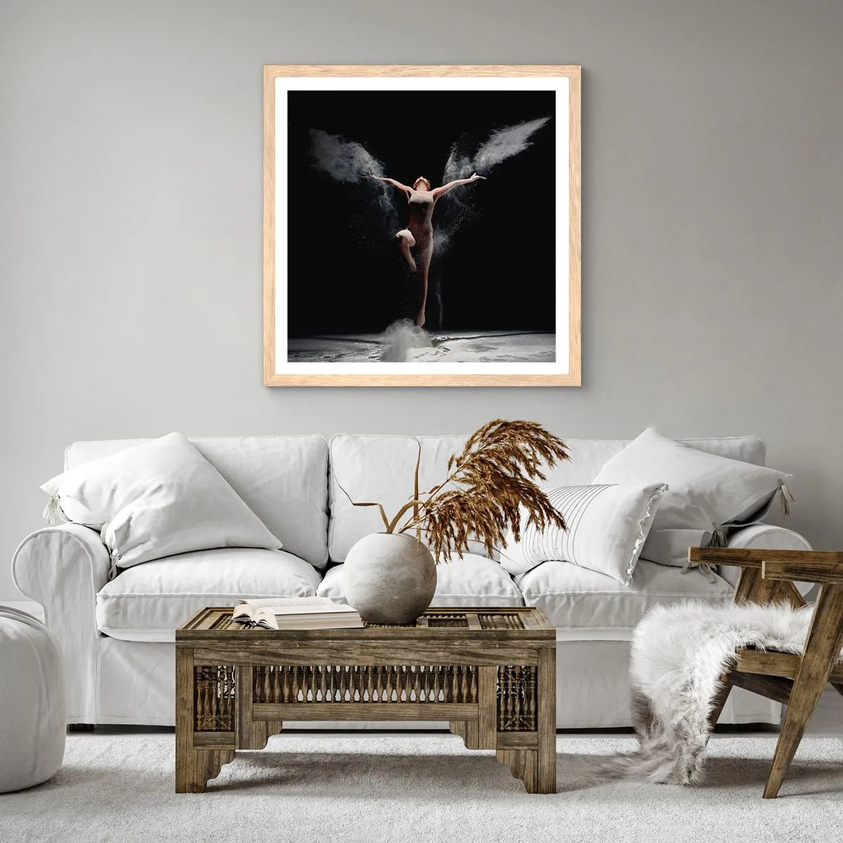 Plagát v ráme zo svetlého duba - Elfovia existujú - 60x60 cm