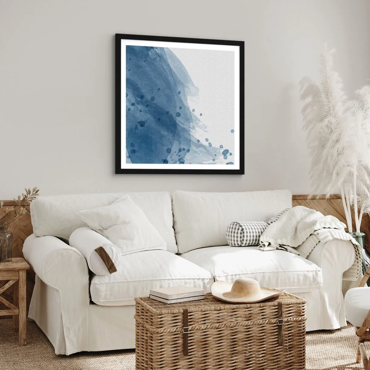 Plagát v čiernom ráme - Modrý tyl - 60x60 cm