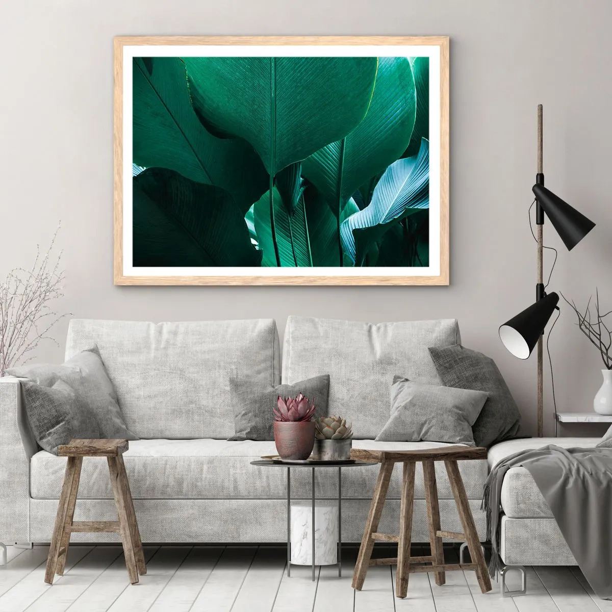 Plagát v ráme zo svetlého duba - Obrátené k svetlu - 70x50 cm