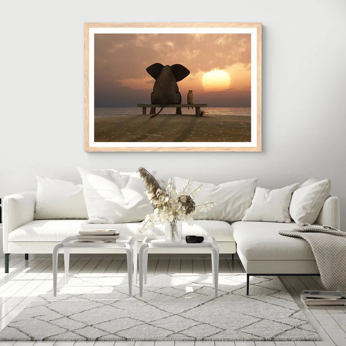 Plagát v ráme zo svetlého duba - Je skvelé spolu mlčať - 100x70 cm