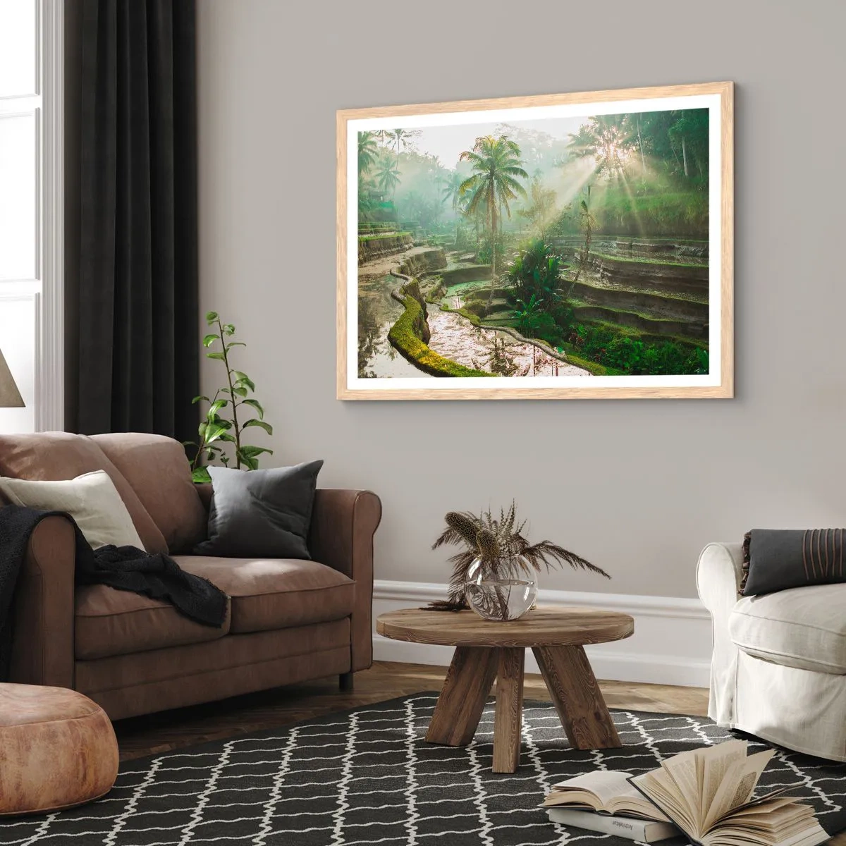 Plagát v ráme zo svetlého duba - Vyrastať na slnku - 40x30 cm