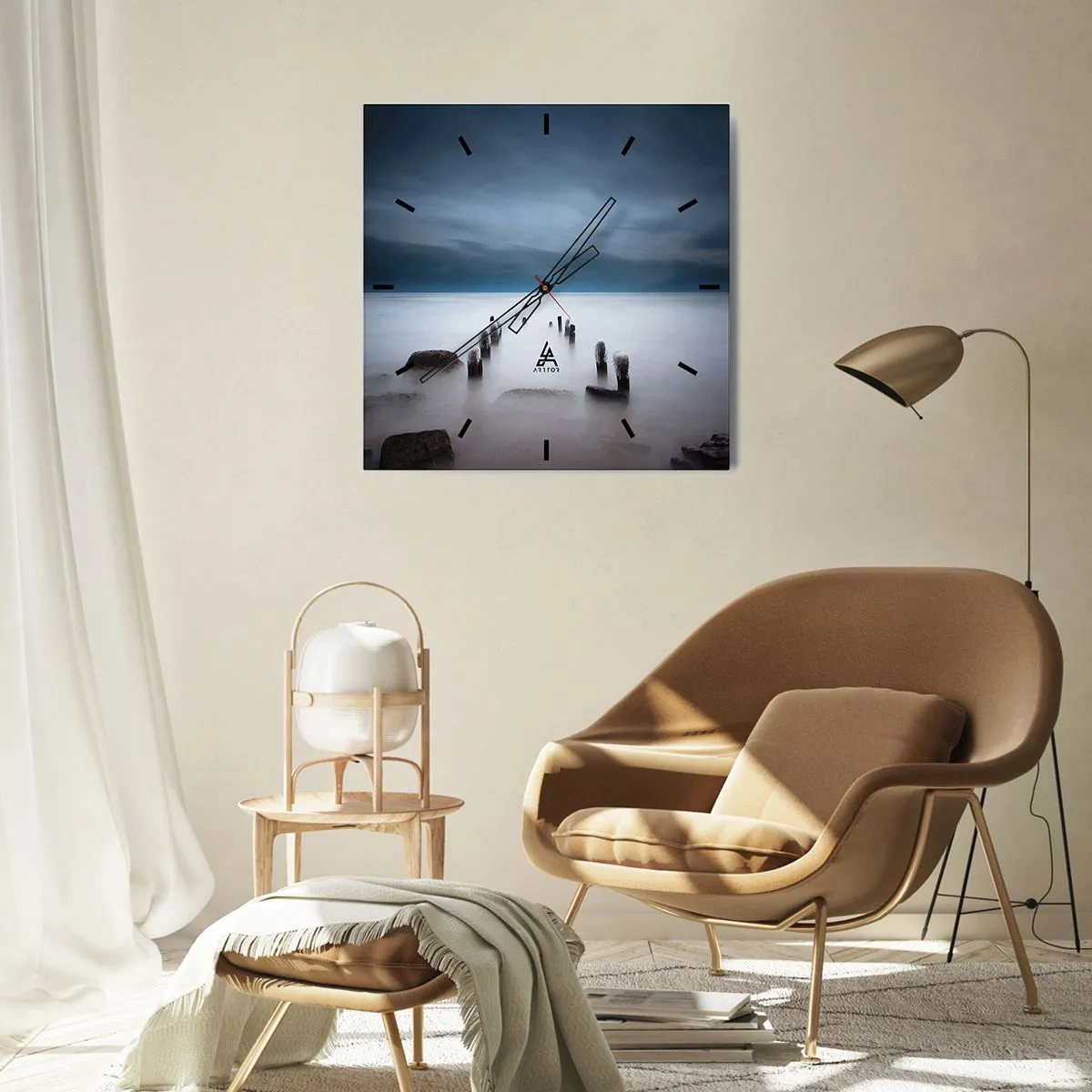 Nástenné hodiny - Zamyslené jazero - 40x40 cm