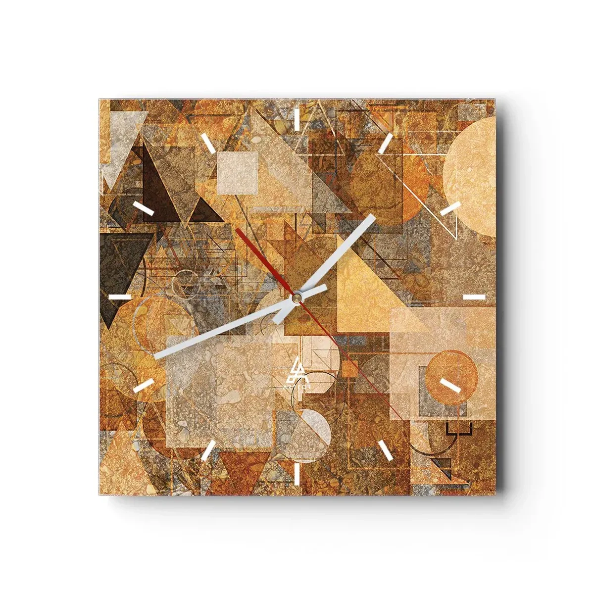 Nástenné hodiny - Kubistické bronzové štúdium - 30x30 cm