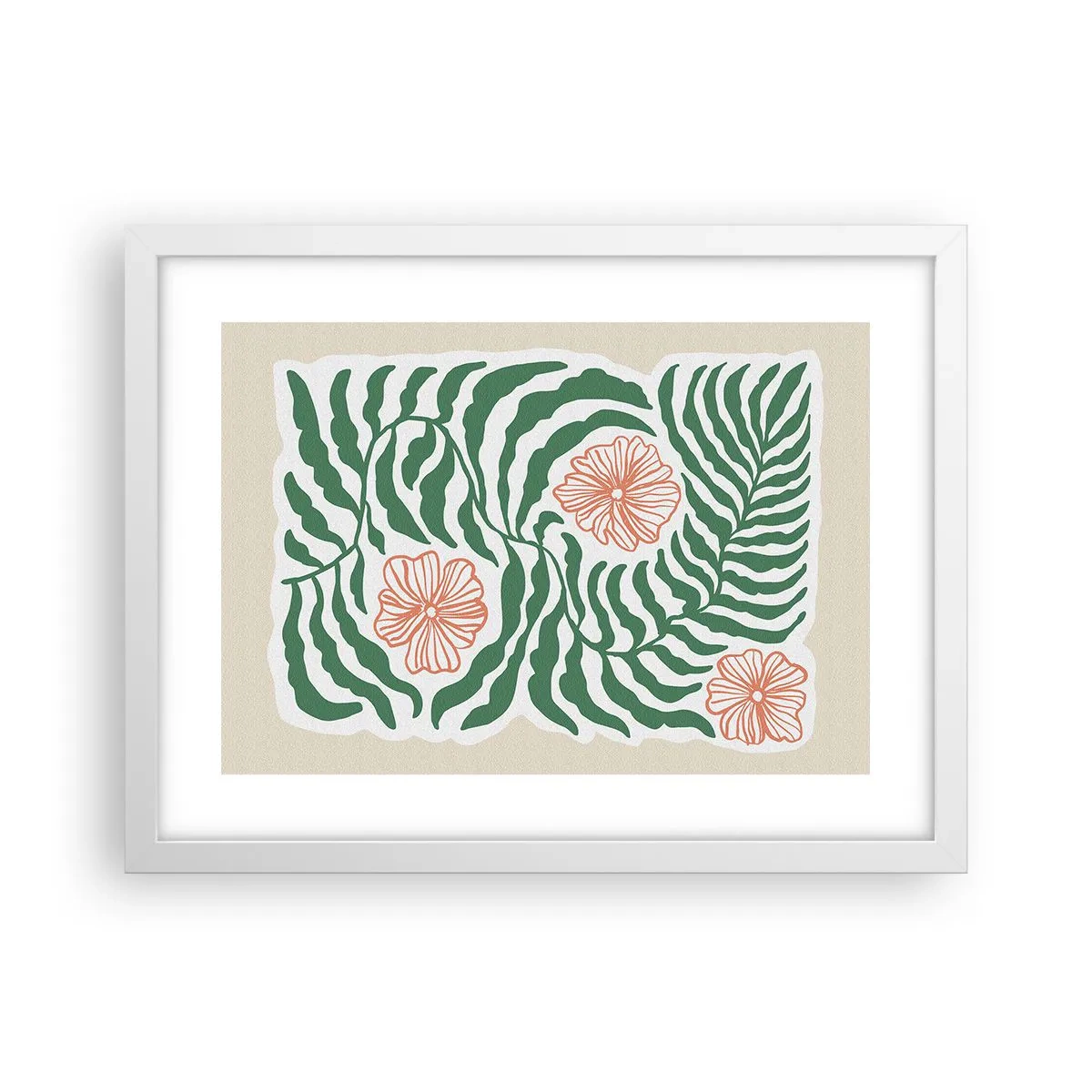 Plagát v bielom ráme - Rozkvitnuté v zeleni - 40x30 cm
