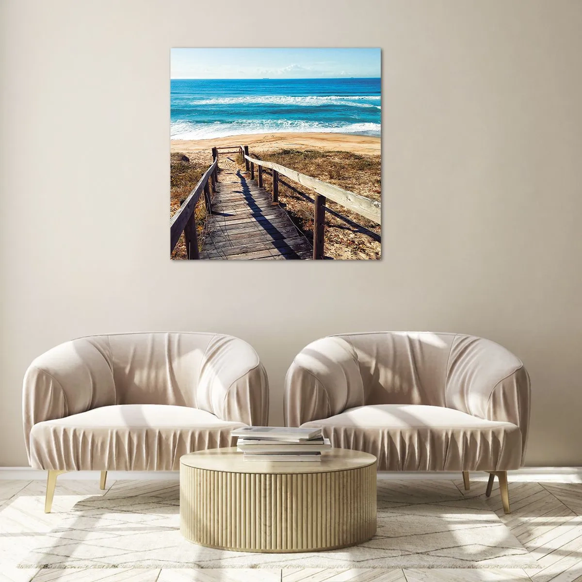 Obraz na skle - Bež! - 70x70 cm