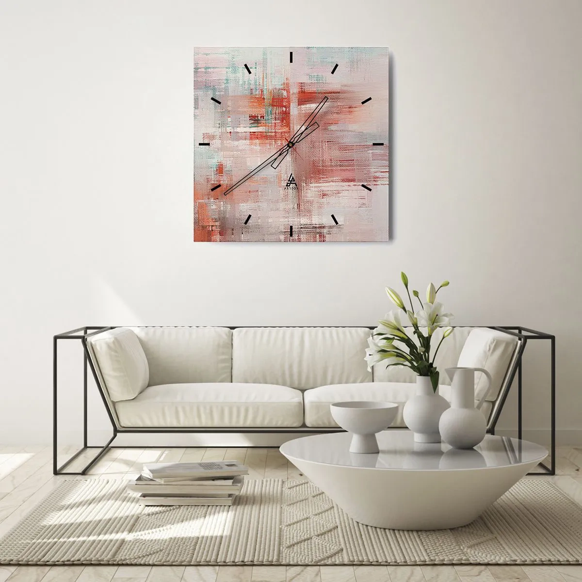 Nástenné hodiny - Zahmlené. Ale ružové - 30x30 cm