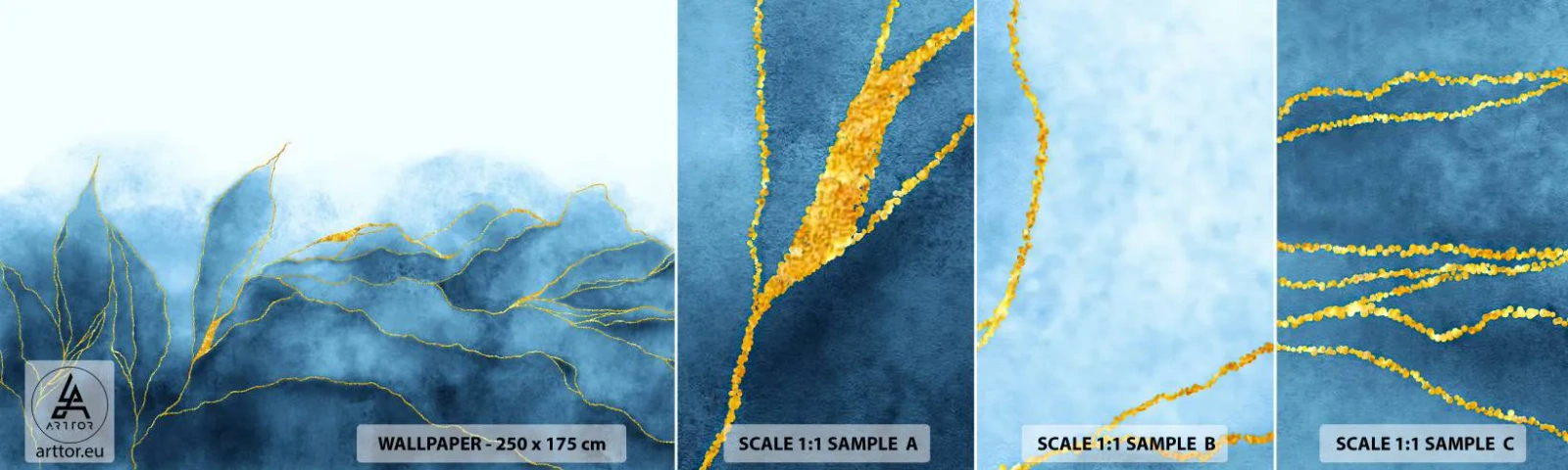 Vzorka Fototapeta Standard Eco - Blankyt v zlate - Luxus, Glamour, Abstrakcia - 100x30 cm