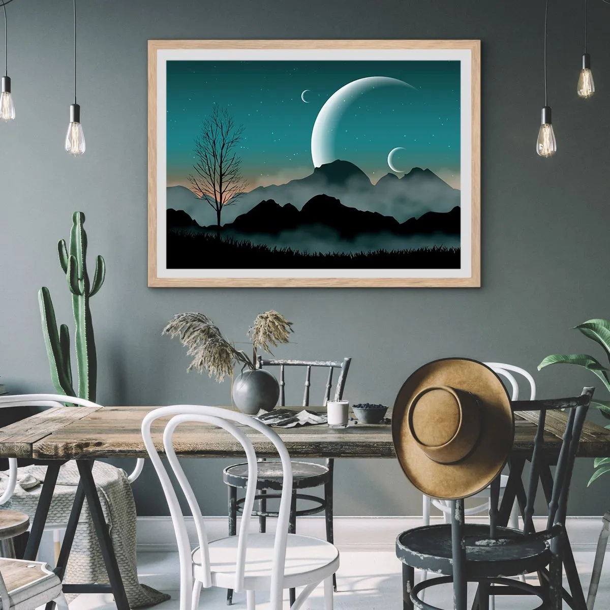 Plagát v ráme zo svetlého duba - Karneval hviezdnej noci - 50x40 cm