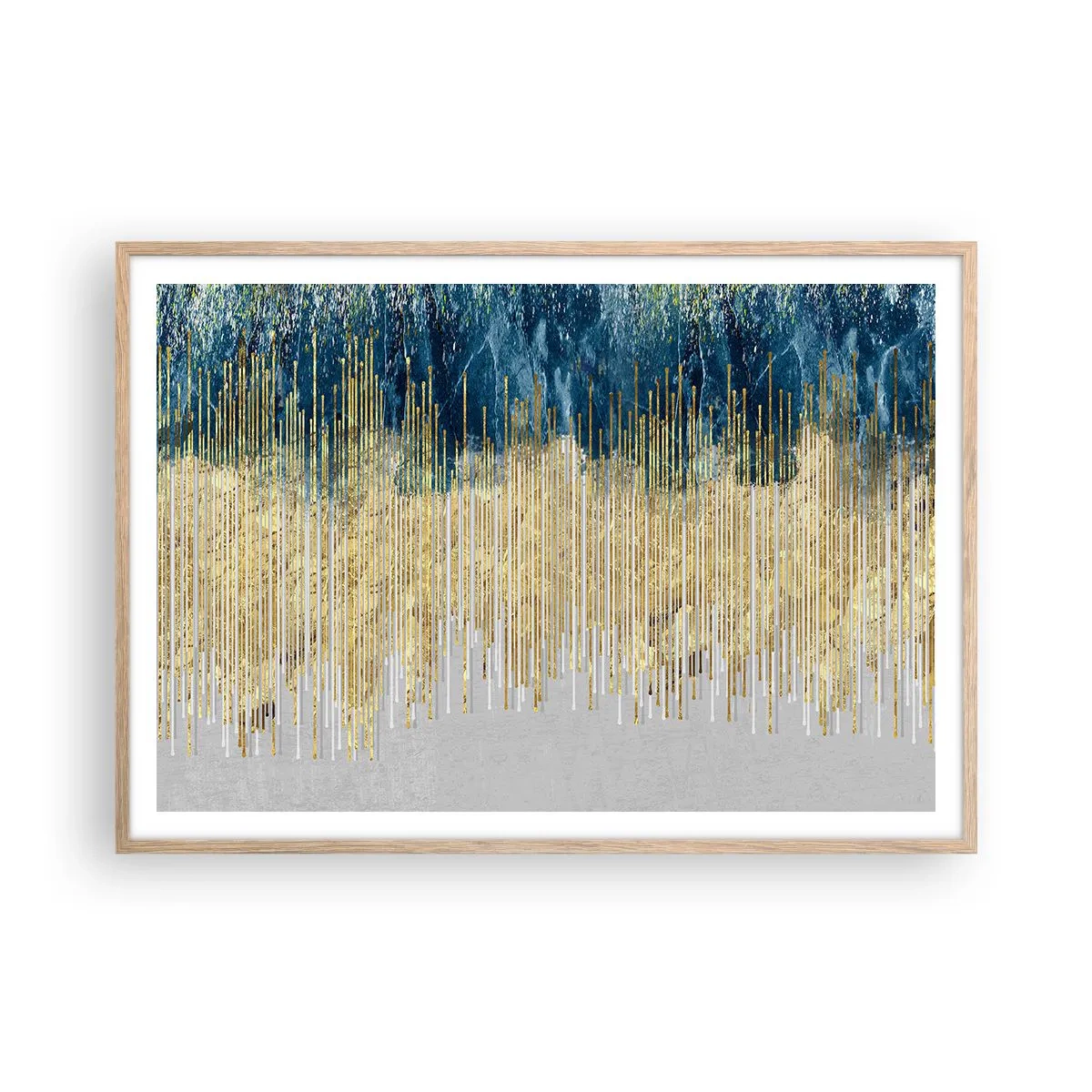 Plagát v ráme zo svetlého duba - Pozlátená hranica - 100x70 cm