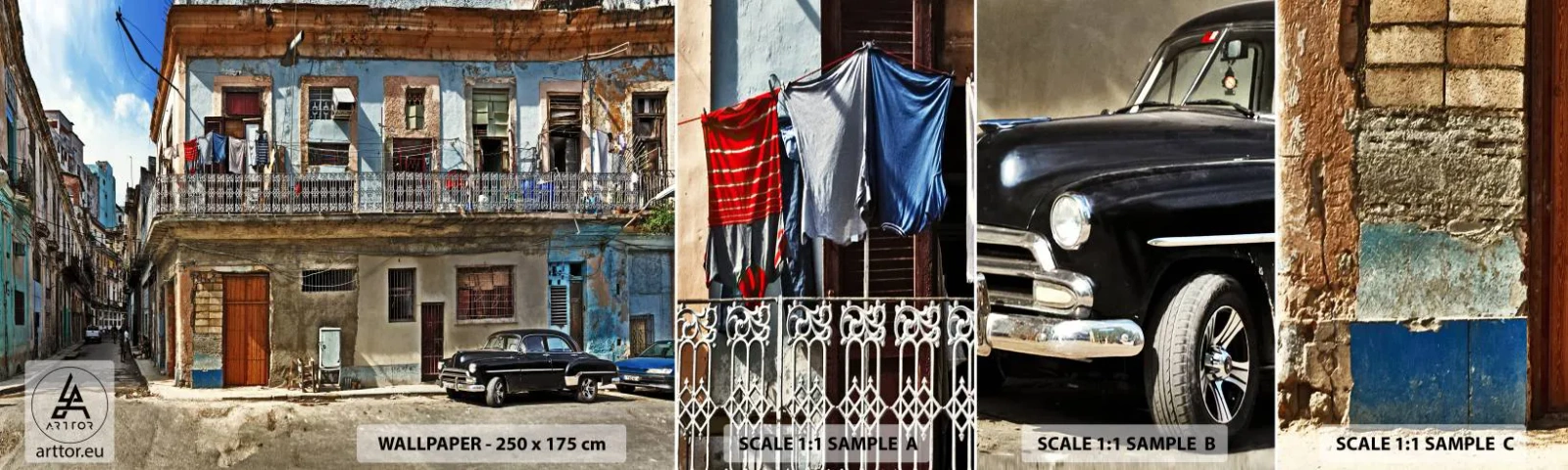 Vzorka Fototapeta Standard Eco - Havajský nádych - Mesto, Havana, Architektúra - 100x30 cm