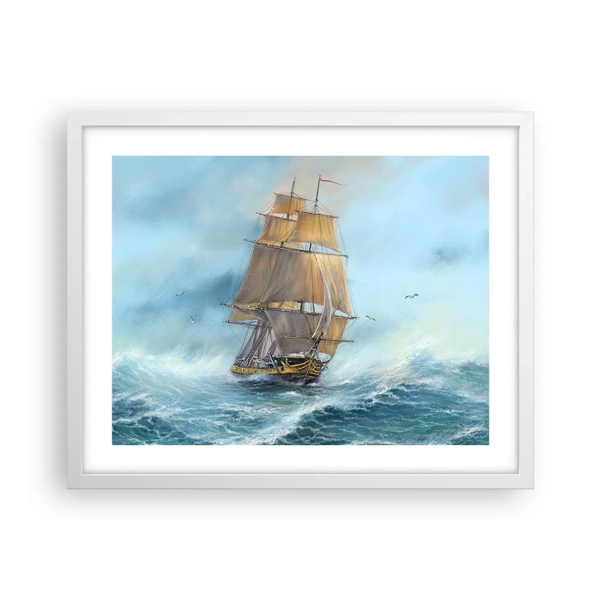 Plagát v bielom ráme - Bežiaci po vlnách - 50x40 cm