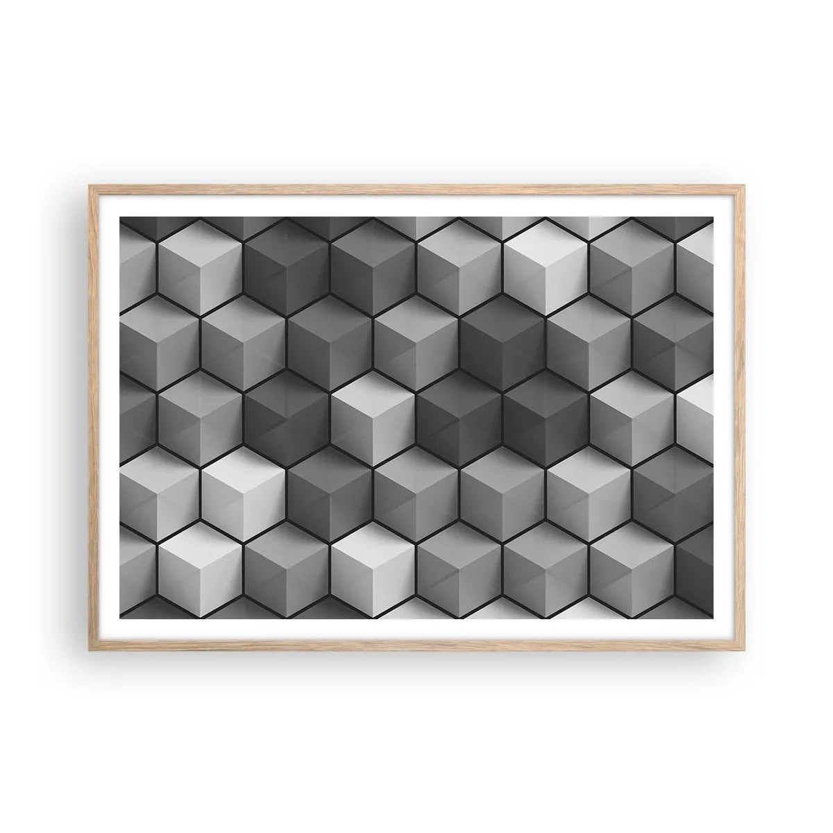 Plagát v ráme zo svetlého duba - Kubistické puzzle - 100x70 cm