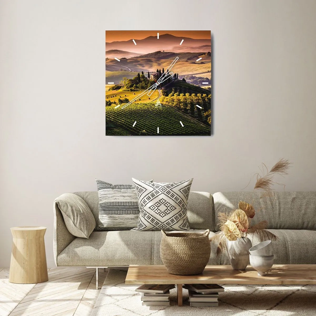 Nástenné hodiny - Arkádia - toskánska krajina - 30x30 cm