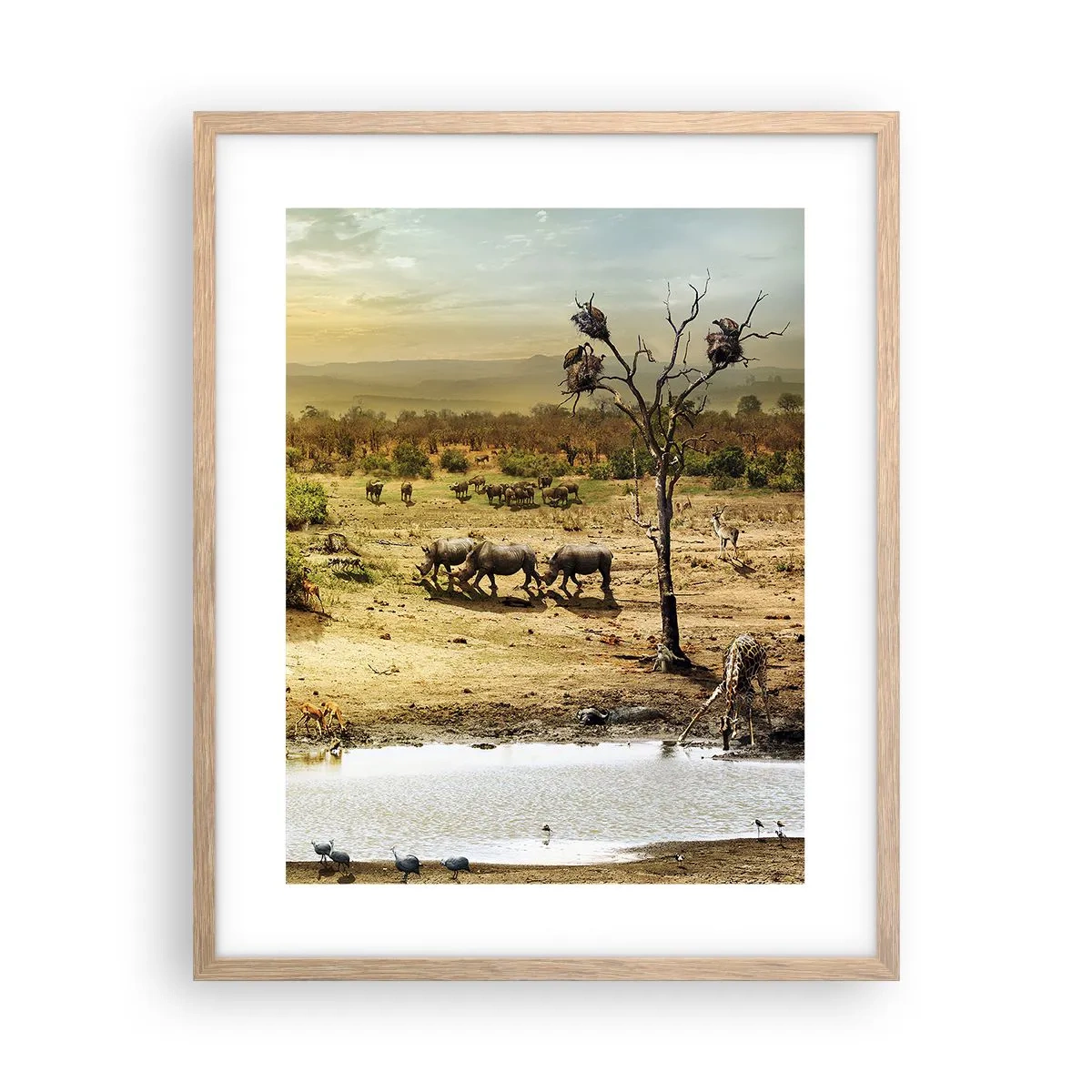 Plagát v ráme zo svetlého duba - „Z raja opäť pramenila rieka…“ - 40x50 cm