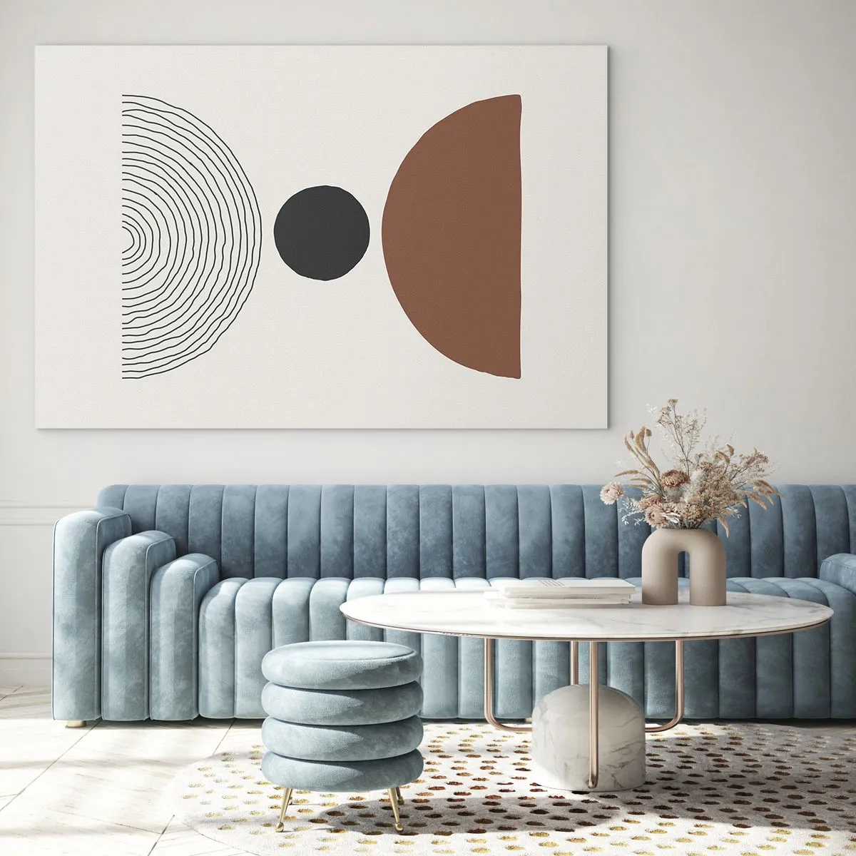 Obraz na skle - Abstraktné geometrické tvary na svetlom pozadí - 70x50cm - V centre pozornosti - Moderná nástenná dekorácia do obývacej izby a spálne ARTTOR