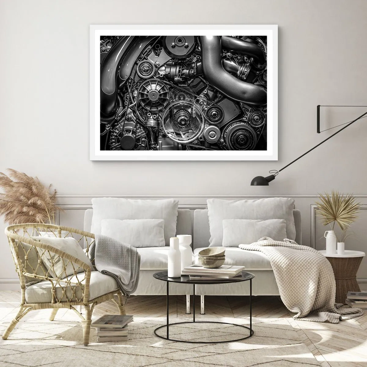 Plagát v bielom ráme - Poézia mechaniky - 70x50 cm