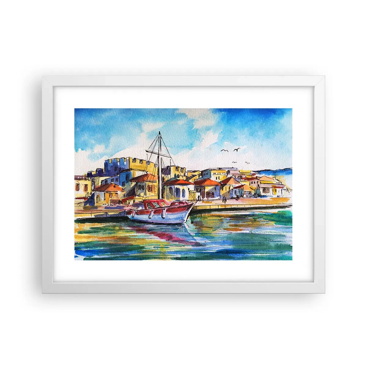 Plagát v bielom ráme - Dúhové popoludnie - 40x30 cm