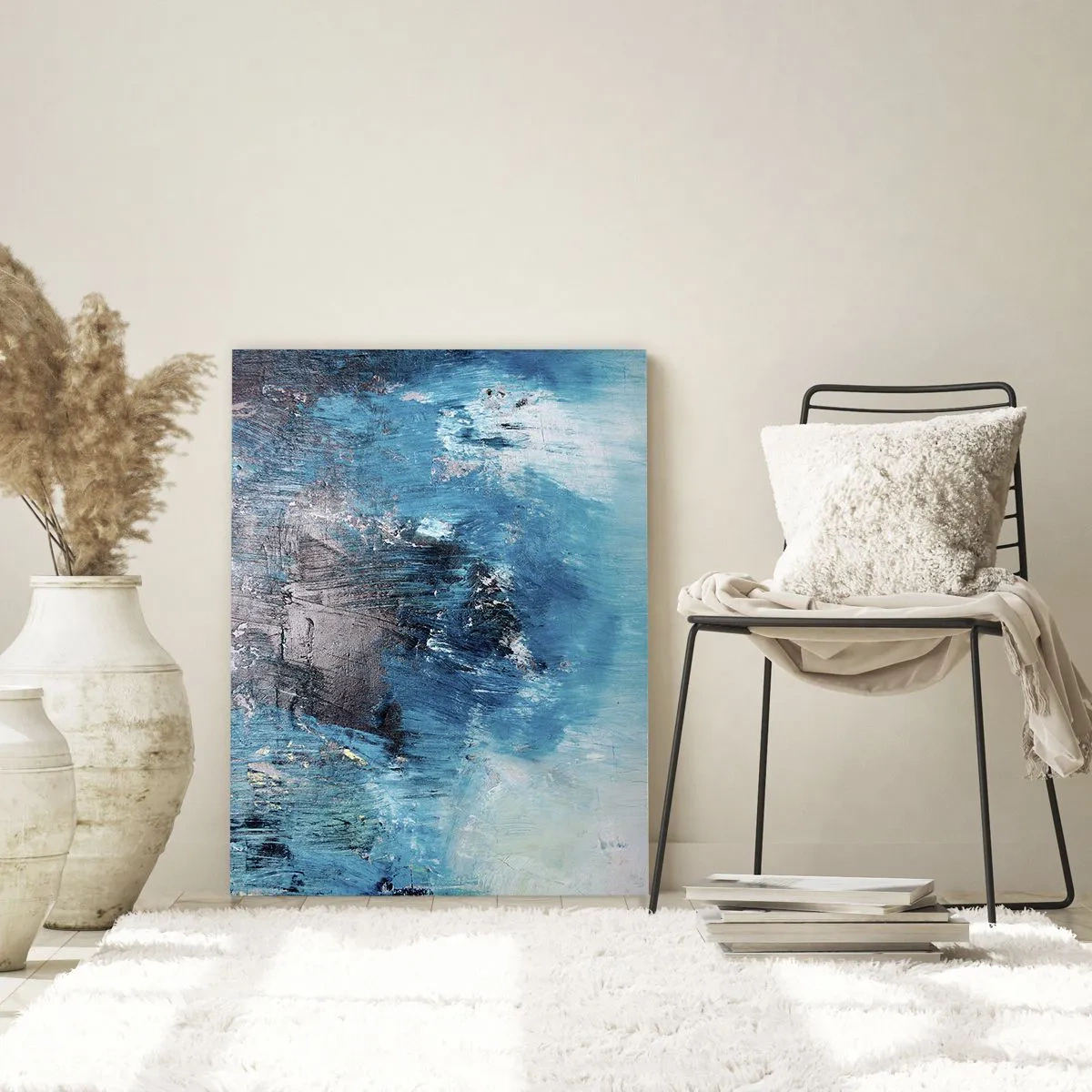 Obraz na skle - Rapsódia v modrom - 50x70 cm