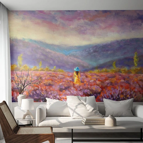 Fototapeta Standard Eco - V levanduľovom svete - Krajina, Žena, Levanduľové pole - 350x256 cm