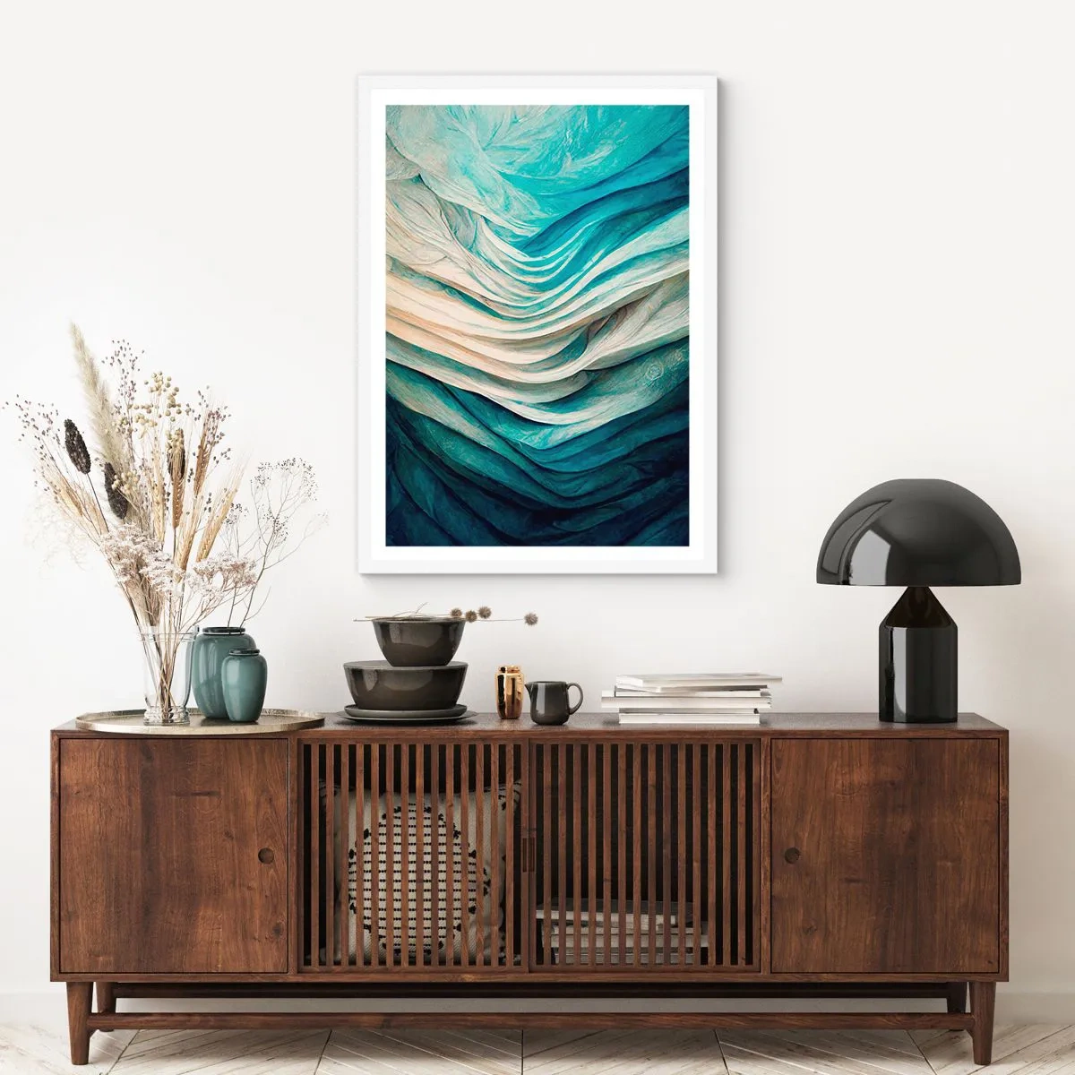 Plagát v bielom ráme - Modrá neukojiteľnosť - 61x91 cm