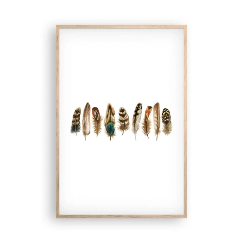 Plagát v ráme zo svetlého duba - Operená variácia - 61x91 cm