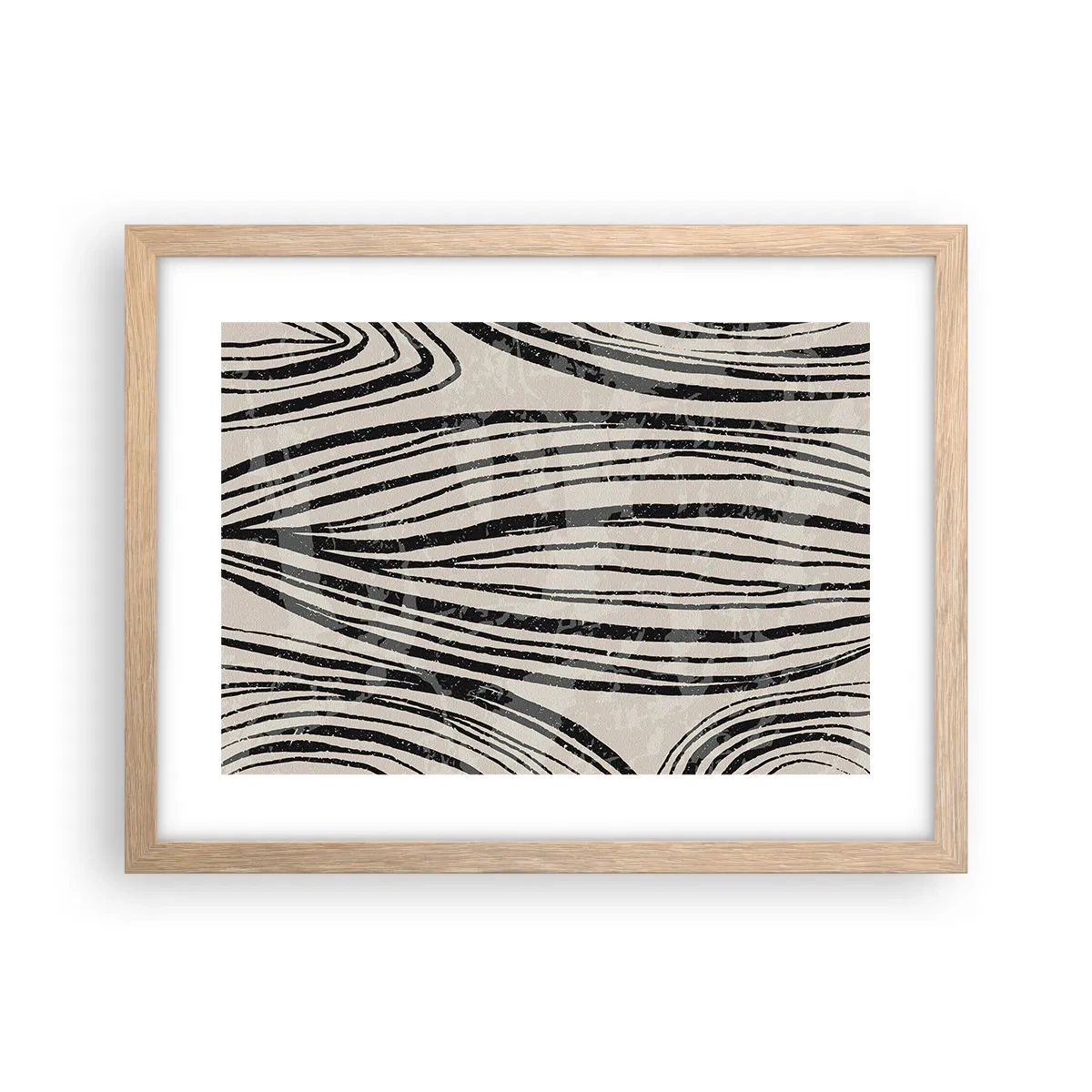 Plagát v ráme zo svetlého duba - Močiar s líniami - 40x30 cm
