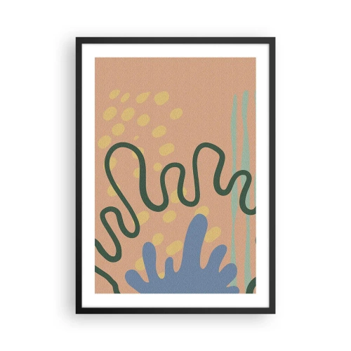 Plagát v čiernom ráme - Abstraktná kompozícia v teplých farbách - 50x70cm - Abstrakcia: rozmanitosť prírody - Moderná nástenná dekorácia do obývacej izby a spálne ARTTOR