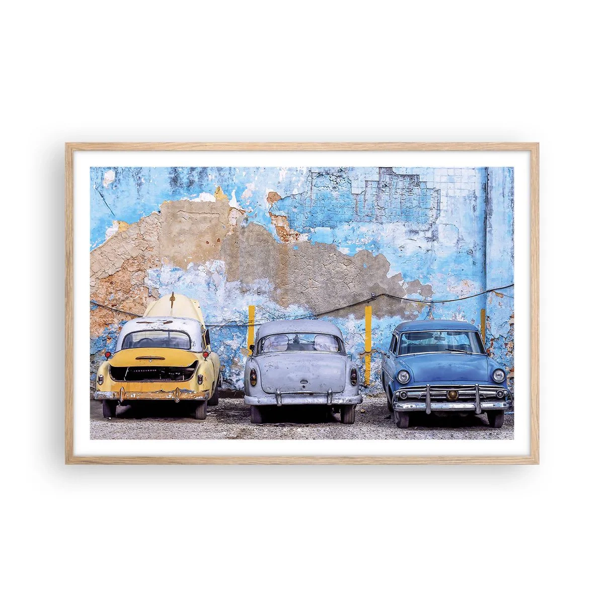 Plagát v ráme zo svetlého duba - Stretnutie veteránov - 91x61 cm