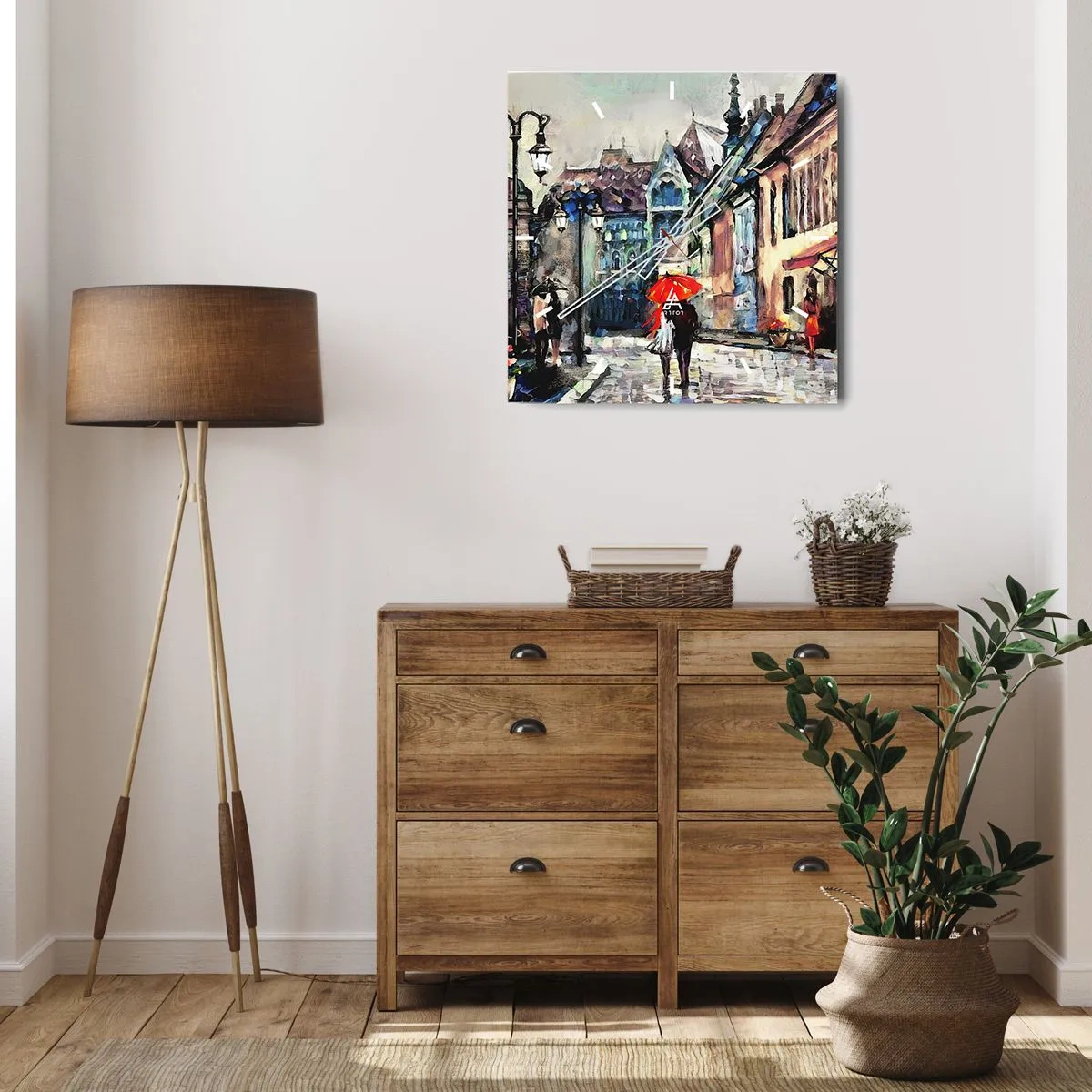 Nástenné hodiny - Dážď pre dvoch - 40x40 cm