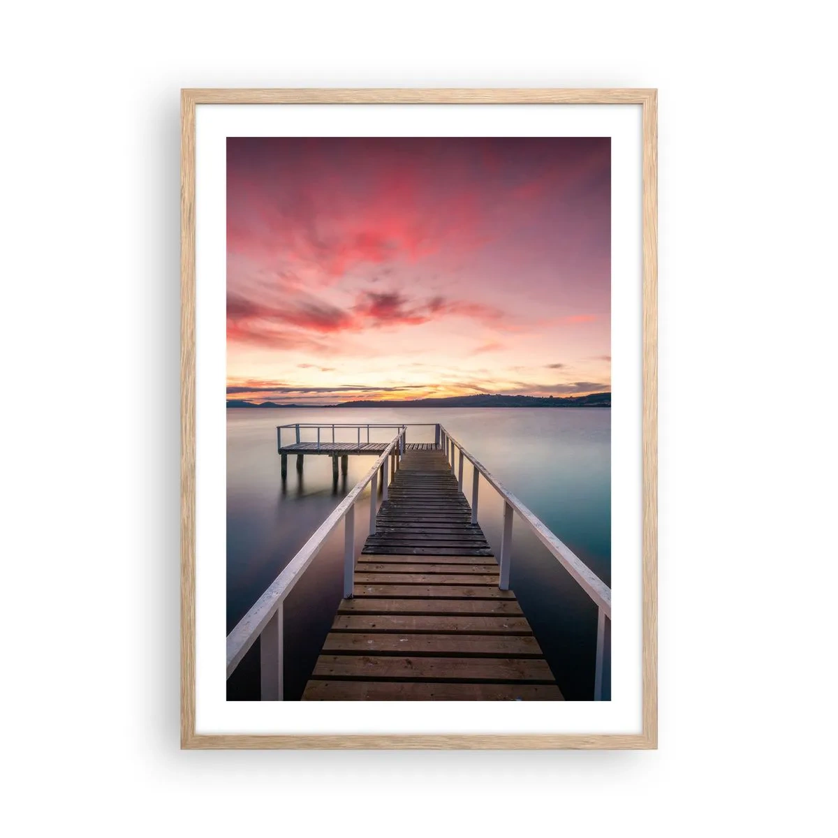 Plagát v ráme zo svetlého duba - Jemný plameň večera - 50x70 cm