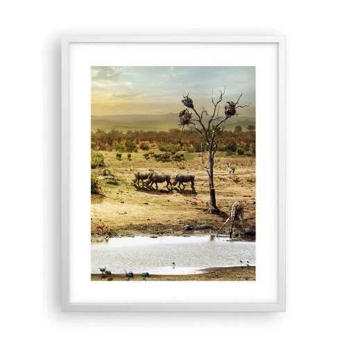 Plagát v bielom ráme - „Z raja opäť pramenila rieka…“ - 40x50 cm