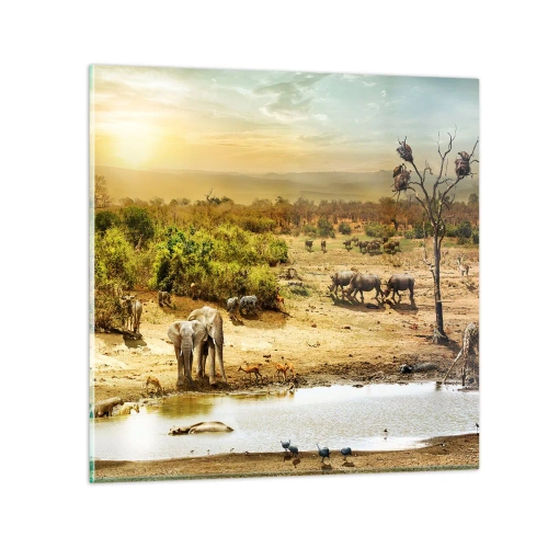 Obraz na skle - „Z raja opäť pramenila rieka…“ - 70x70 cm