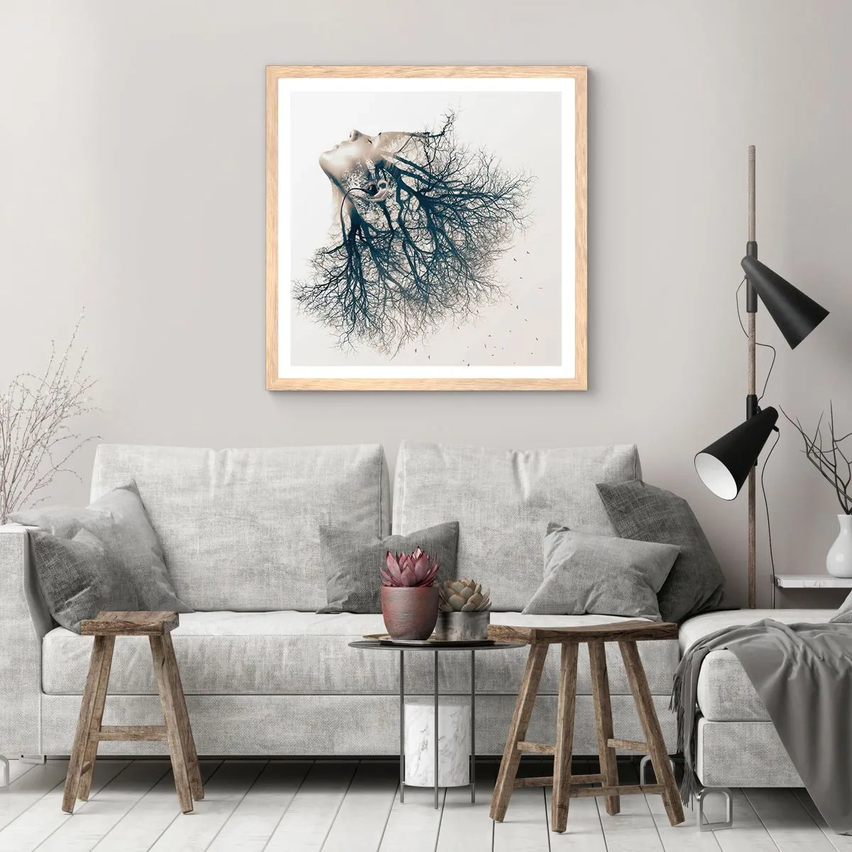 Plagát v ráme zo svetlého duba - Očarená šepotom stromu - 30x30 cm