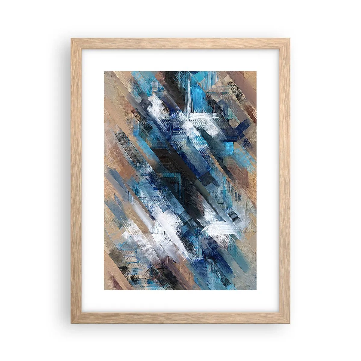 Plagát v ráme zo svetlého duba - Modrá šikmosť - 30x40 cm