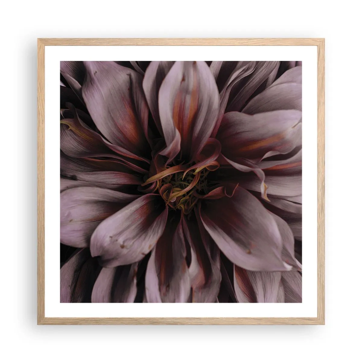Plagát v ráme zo svetlého duba - Kvetinové srdce - 60x60 cm