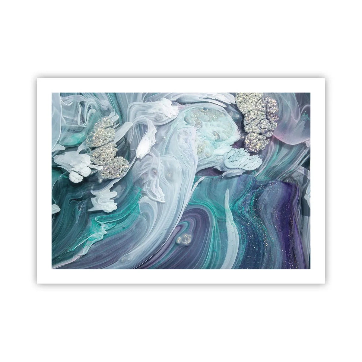 Plagát - Prúdy modrej - 70x50 cm