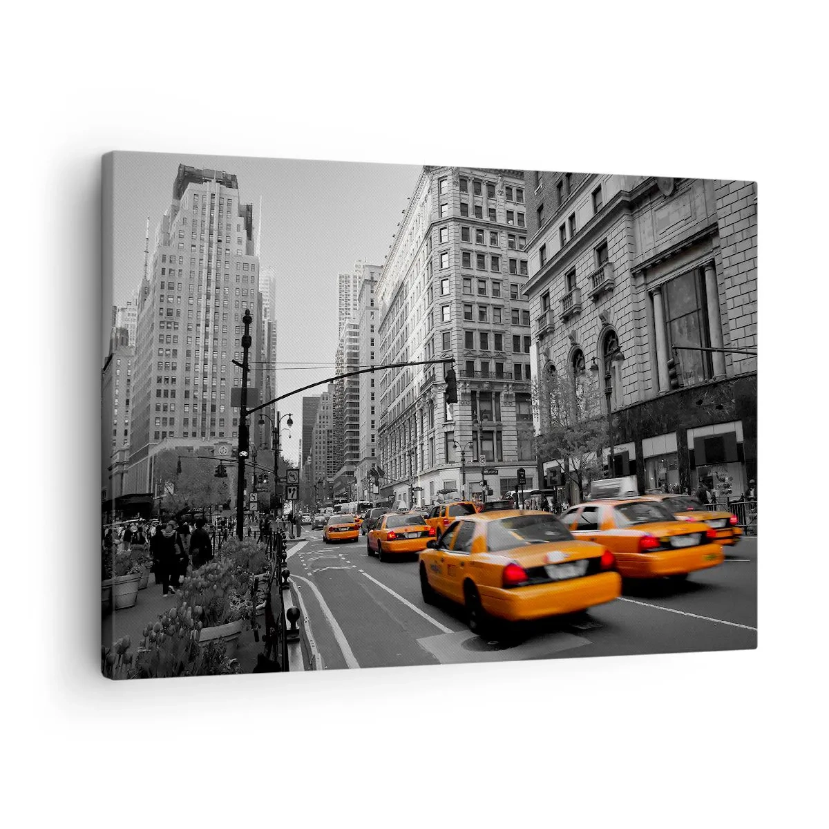 Obraz na plátne - Žlté taxíky v uliciach New Yorku - 70x50cm - Slnko veľkomesta - Moderná nástenná dekorácia do obývacej izby a spálne ARTTOR