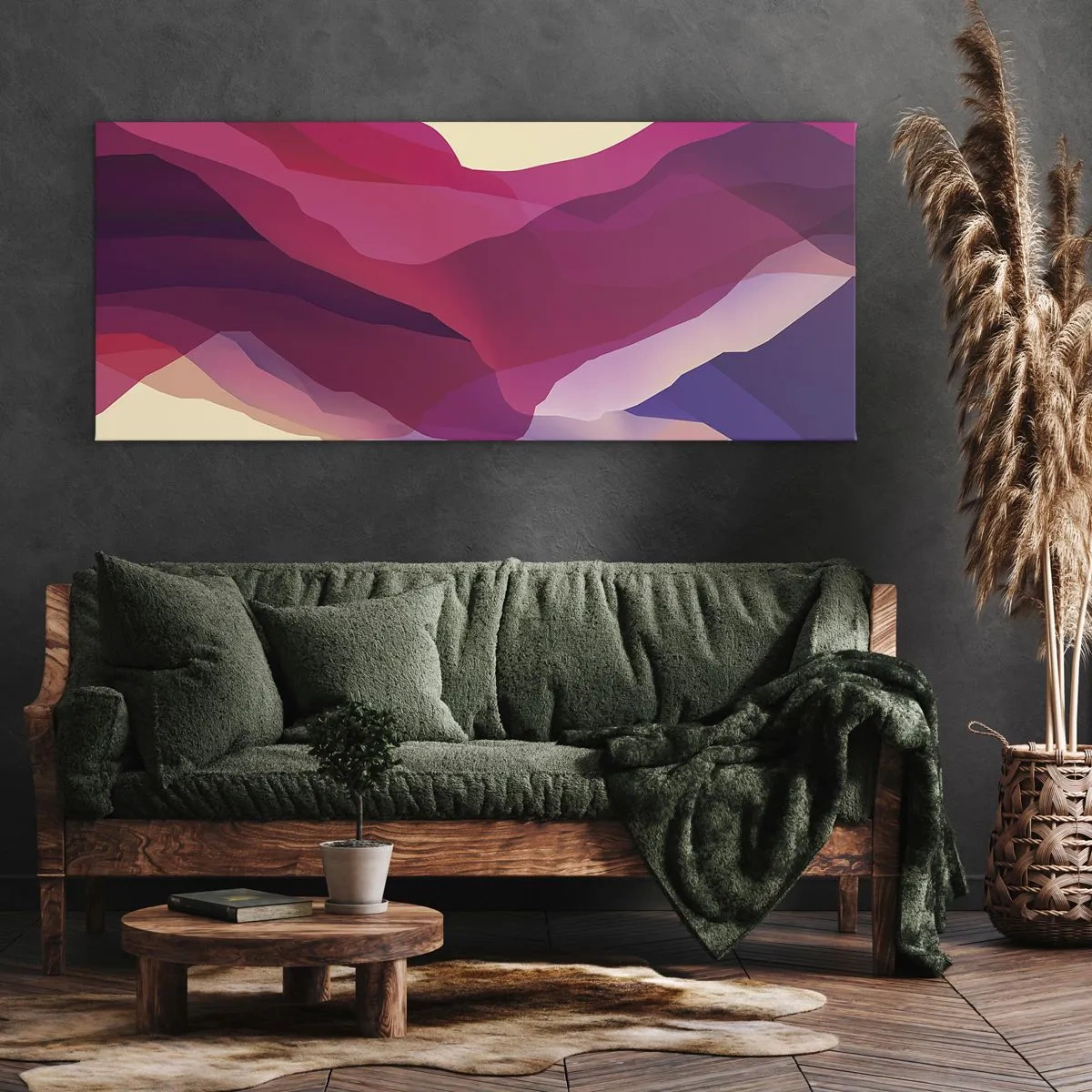 Obraz na plátne - Fialové vlny - 100x40 cm
