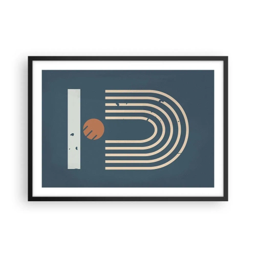 Plagát v čiernom ráme - Geometria v námorníckej modrej - 70x50 cm