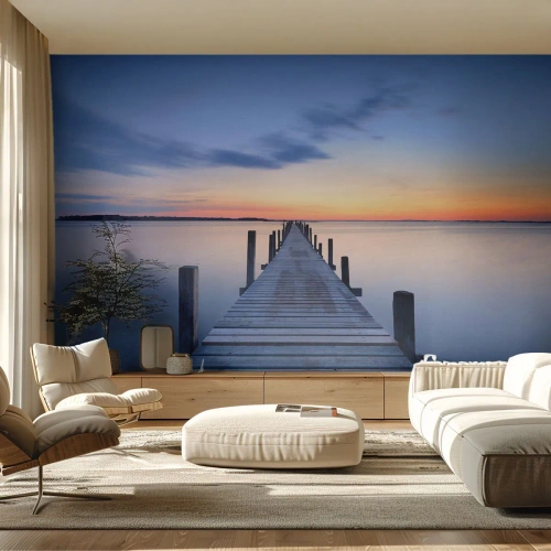 Fototapeta Premium Canvas - Pokoj príjemného súmraku - Krajina, Bay, Drevený most - 250x175 cm