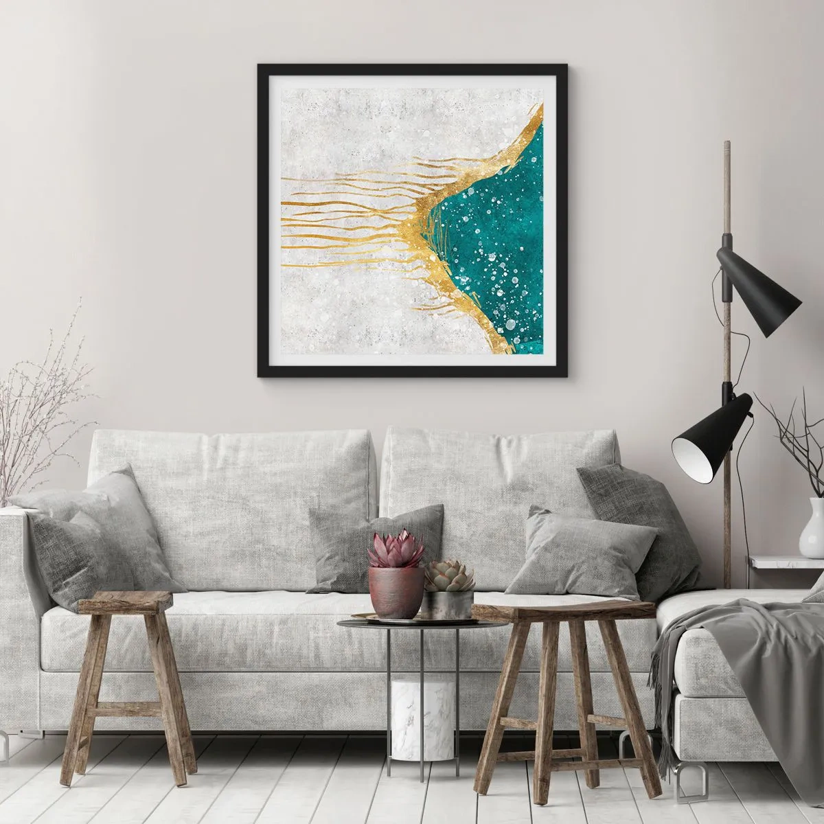 Plagát v čiernom ráme - Zlatý príliv - 50x50 cm