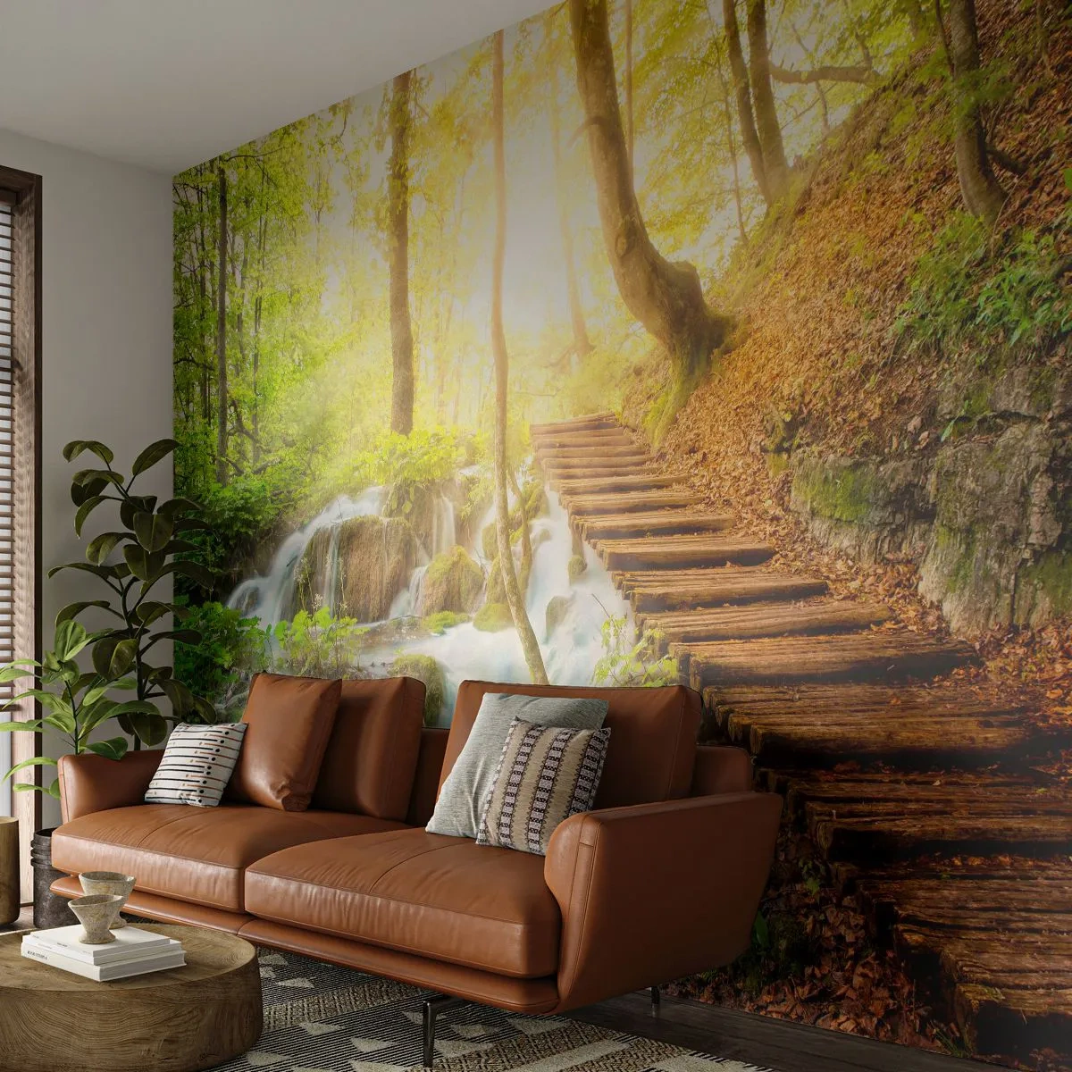 Samolepiaca Fototapeta Deluxe Sticker - Vytúžený chlad - Krajina, Vodopád, les - 250x175 cm