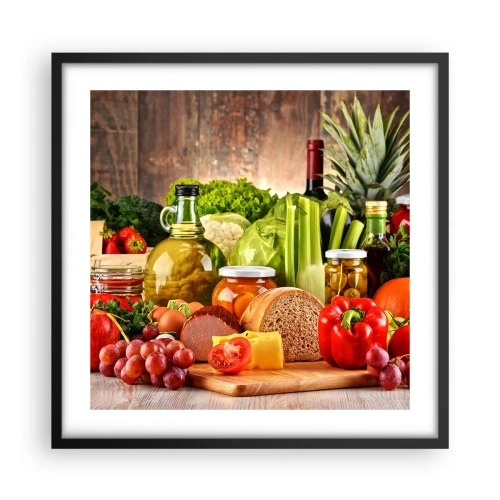 Plagát v čiernom ráme - Údené, pečené, marinované - 50x50 cm