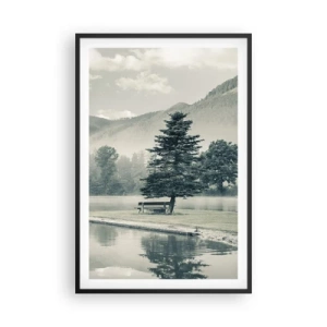 Plagát v čiernom ráme - Jazero ešte spí - 61x91 cm