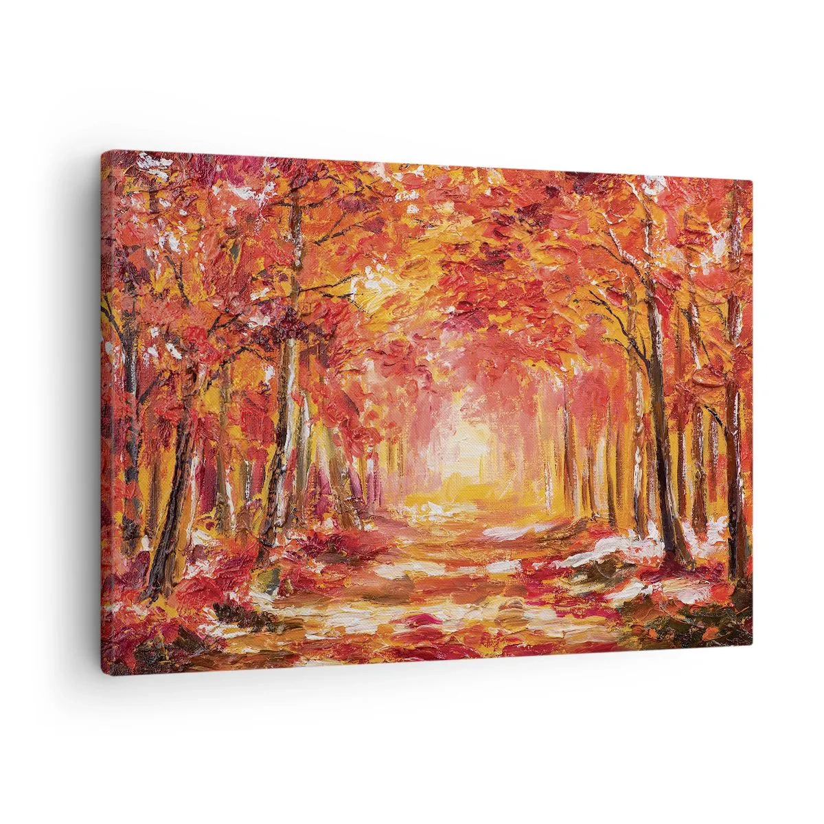 Obraz na plátne - Jesenný les v odtieňoch medi a zlata - 70x50cm - Medený les - Moderná nástenná dekorácia do obývacej izby a spálne ARTTOR