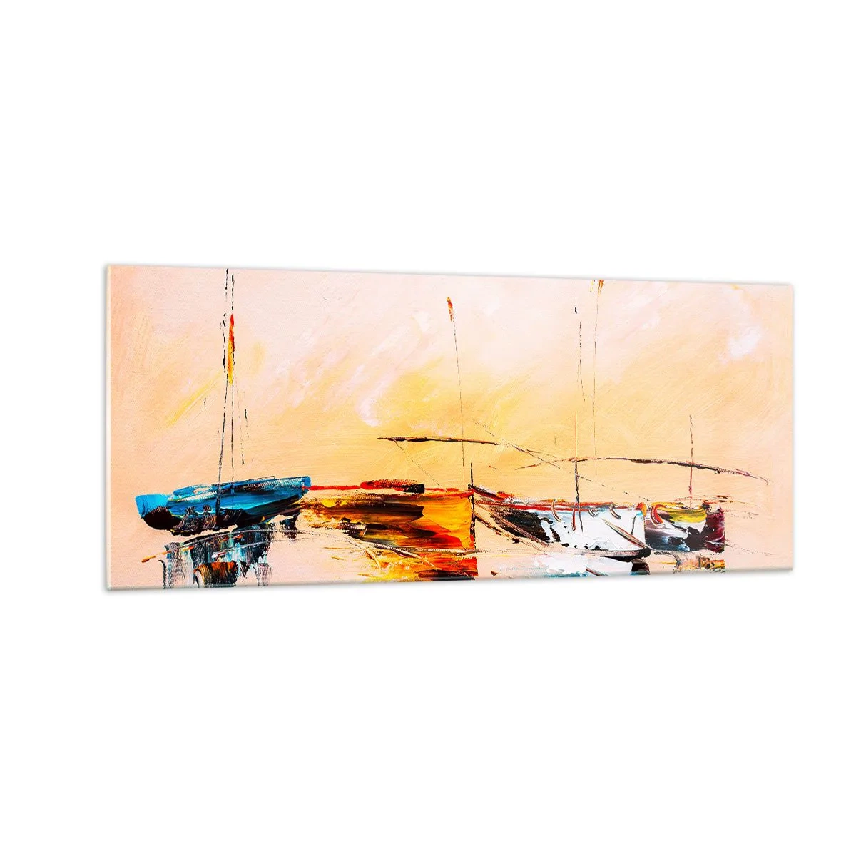 Obraz na skle - Večer v prístave - 100x40 cm