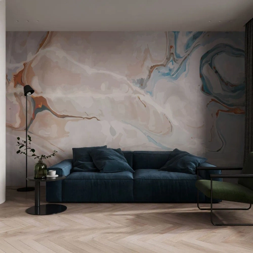 Fototapeta Premium Canvas - Modré meandre pod bielou - Abstrakcia, Kus, Moderný vzor - 400x280 cm